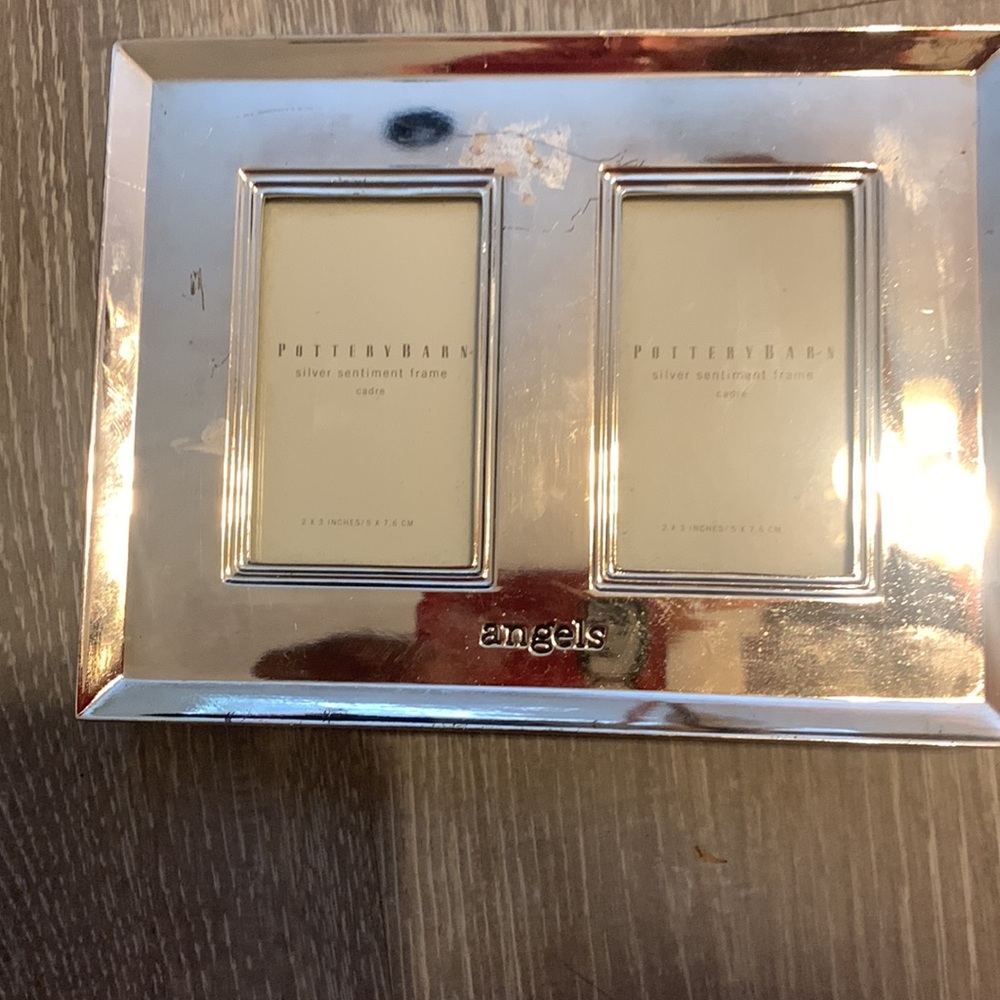 POTTERY BARN THICK Silver Double Frame ‘angels’